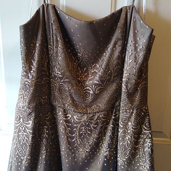 Masquerade Brown/Gold Sequin Embellished Women's 18 Cocktail Dress - Picture 3 of 7